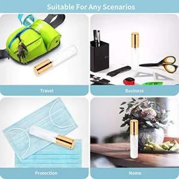 6PCS Perfume Atomizer, 10ML Travel Perfume Bottles, Mini Refillable Perfume Atomizer Bottle, Premium Fashion Empty Perfume Bottle - Bixbsone （2 Golden + 2 Silver + 2 Black )