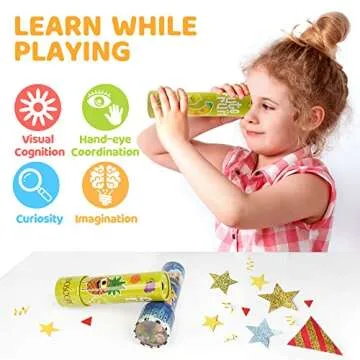 D-FantiX Classic Tin Kaleidoscope for Kids, 2 Pack Retro Toys - Educational Toys with Metal Body, Boy Girl Birthday Party Favors Decorations, Christmas Stocking Stuffer Gift
