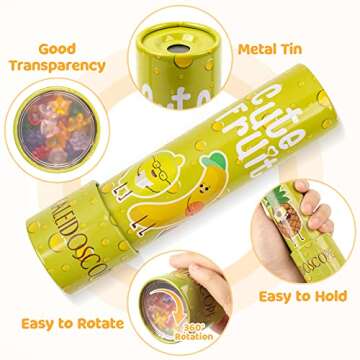 D-FantiX Classic Tin Kaleidoscope for Kids, 2 Pack Retro Toys - Educational Toys with Metal Body, Boy Girl Birthday Party Favors Decorations, Christmas Stocking Stuffer Gift