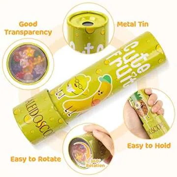 D-FantiX Classic Tin Kaleidoscope for Kids, 2 Pack Retro Toys - Educational Toys with Metal Body, Boy Girl Birthday Party Favors Decorations, Christmas Stocking Stuffer Gift