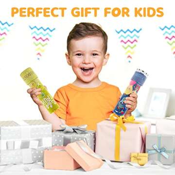 D-FantiX Classic Tin Kaleidoscope for Kids, 2 Pack Retro Toys - Educational Toys with Metal Body, Boy Girl Birthday Party Favors Decorations, Christmas Stocking Stuffer Gift