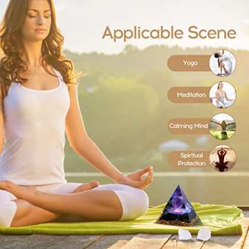 Hopeseed Orgone Pyramid for Positive Energy, Orgonite Amethyst&Obsidian Healing Crystal Pyramids for Reduce Stress Chakra Reiki Healing Meditation Attracts Lucky and Success