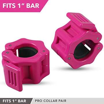 Quick-Release Safety Collars 1 inch, Set of 2- PINK – By Day 1 Fitness, Weight Locking Clips for S...
