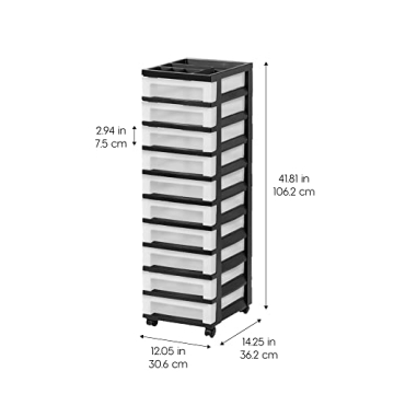 IRIS USA 10-Drawer Rolling Storage Cart Organizer