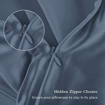 Silk Pillowcase for Hair and Skin, Mulberry Silk Pillow Cases Standard Size, Anti Acne Cooling Sleep Both Sides Natural Silk Satin Pillow Covers with Hidden Zipper, Gifts for Women Men, Ash Blue