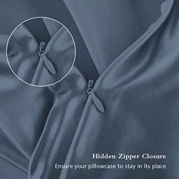 Silk Pillowcase for Hair and Skin, Mulberry Silk Pillow Cases Standard Size, Anti Acne Cooling Sleep Both Sides Natural Silk Satin Pillow Covers with Hidden Zipper, Gifts for Women Men, Ash Blue