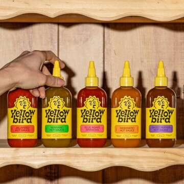 Yellowbird Classic Hot Sauce Variety Pack - 5-Piece - Mellow to Real Hot - Pantry Size Hot Sauces - Blue Agave Sriracha, Ghost Pepper Hot Sauce, Habanero Sauce & More (9.8 oz, 5 Count)