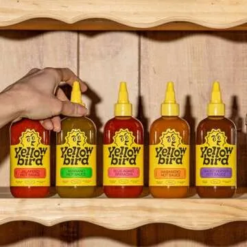 Yellowbird Classic Hot Sauce Variety Pack - 5-Piece - Mellow to Real Hot - Pantry Size Hot Sauces - Blue Agave Sriracha, Ghost Pepper Hot Sauce, Habanero Sauce & More (9.8 oz, 5 Count)
