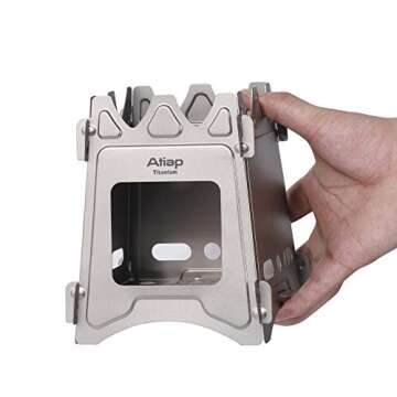 ATiAP Ultralight Titanium Wood Burning Stove Outdoor Camping Multi-Fuels Alcohol Stove BBQ Stove WS009ST-Ti (Wood Burning Stove)