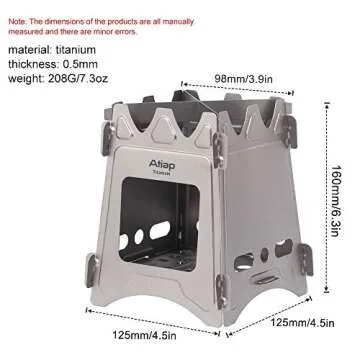 ATiAP Ultralight Titanium Wood Burning Stove Outdoor Camping Multi-Fuels Alcohol Stove BBQ Stove WS009ST-Ti (Wood Burning Stove)