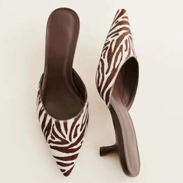 ZJGZF Mesh Kitten Heels Mules for Women Closed Pointed Toe Slip on Backless Stiletto Slingback Low Heels Comfort Pumps Shoes