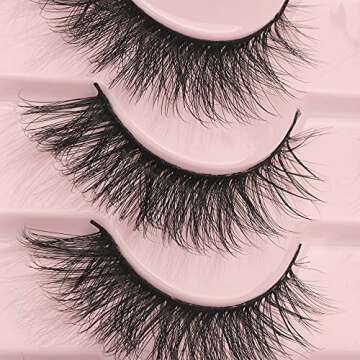False Eyelashes Mink Lashes Natural Wispy Cat Eye Lashes Fluffy Eyelashes Pack 3D Strip Short Volume Fake Eyelashes 10 Pairs by Geeneiya