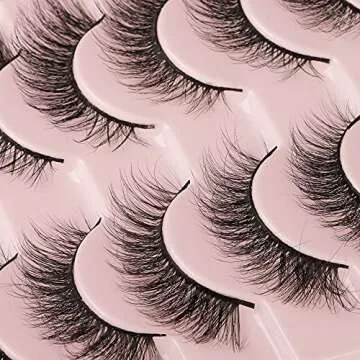 False Eyelashes Mink Lashes Natural Wispy Cat Eye Lashes Fluffy Eyelashes Pack 3D Strip Short Volume Fake Eyelashes 10 Pairs by Geeneiya