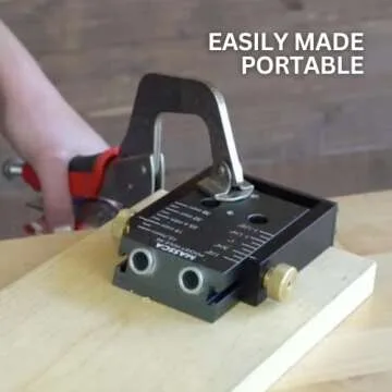 Massca Pocket Hole Jig Kit M1 - Adjustable & Easy to Use Pocket Screw Jig - Heavy Duty Drill Jig for Angled Holes with Drill Bit, Pocket Self Tapping Screws &Driver Bit,