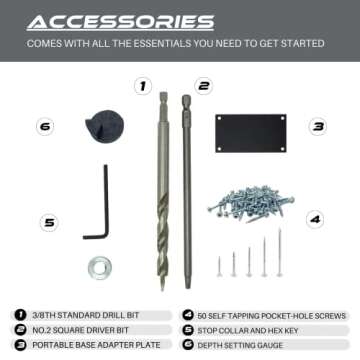 Massca Pocket Hole Jig Kit M1 - Adjustable & Easy to Use Pocket Screw Jig - Heavy Duty Drill Jig for Angled Holes with Drill Bit, Pocket Self Tapping Screws &Driver Bit,