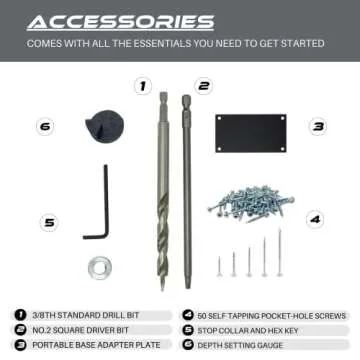 Massca Pocket Hole Jig Kit M1 - Adjustable & Easy to Use Pocket Screw Jig - Heavy Duty Drill Jig for Angled Holes with Drill Bit, Pocket Self Tapping Screws &Driver Bit,