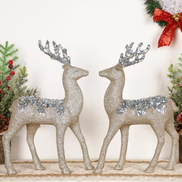 Juegoal Glitter Reindeer Set - Sparkling Christmas Decor