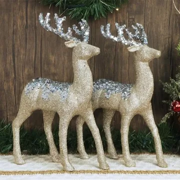Juegoal Glitter Reindeer Set - Sparkling Christmas Decor