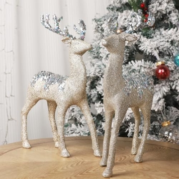 Juegoal Glitter Reindeer Set - Sparkling Christmas Decor