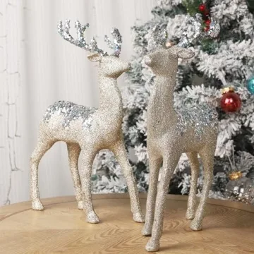 Juegoal Glitter Reindeer Set - Sparkling Christmas Decor