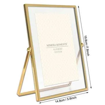 MIMOSA MOMENTS Brass Metal Floating 4x6 Picture Frame