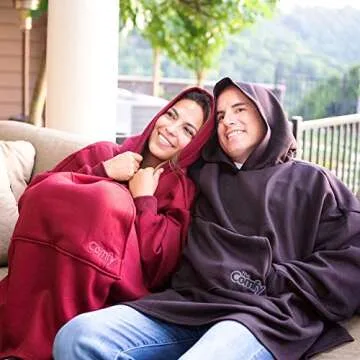 THE COMFY Hoodie | Oversized Unlined Wearable Fleece Cotton Blanket, One Size Fits All, Shark Tank Light Gray