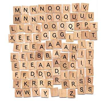 BSIRI The 100 Scrabble Tiles Alphabet of The Wooden Scrabble Pieces for Word Scrabble Game Board of Education Games Craft Letters and Scrabble Tiles for Wall Decor