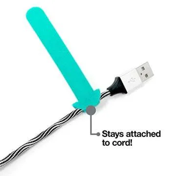 Self-Gripping Cable Ties by Wrap-It Storage, Aqua, 40 Pack (4 Inch and 8 Inch Straps) – Reusable Hook and Loop Cord Organizer Cable Ties for Cord Management and Desk or Office Organization