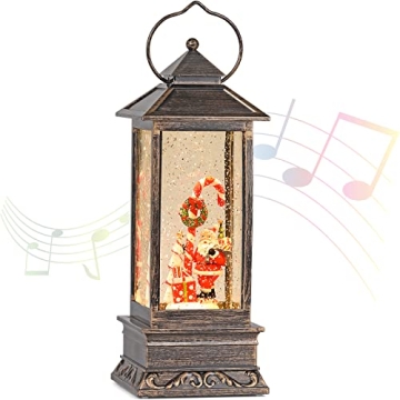 Christmas Musical Snow Globe Lantern with Timer & USB Power