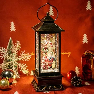 Christmas Musical Snow Globe Lantern with Timer & USB Power