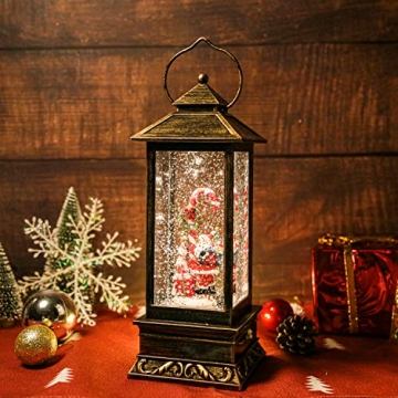 Christmas Musical Snow Globe Lantern with Timer & USB Power