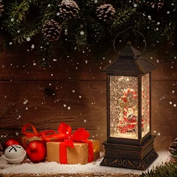 Christmas Musical Snow Globe Lantern with Timer & USB Power