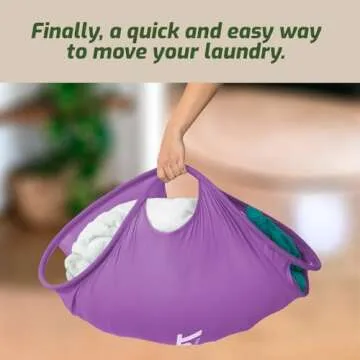 Laundry Turtle Collapsible Laundry Basket | Revolutionary Foldable Laundry Hamper | Innovative Laundry Basket for Dirty Clothes Washing & Dryer Removal Portable Laundry Grabber (Lavender, Large)