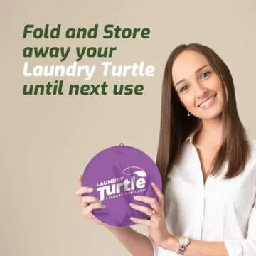 Laundry Turtle Collapsible Laundry Basket | Revolutionary Foldable Laundry Hamper | Innovative Laundry Basket for Dirty Clothes Washing & Dryer Removal Portable Laundry Grabber (Lavender, Large)