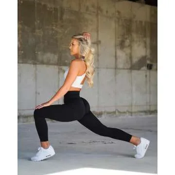 OQQ Women's 2 Piece Yoga Legging Seamless Workout High Waist Butt Liftings Athletic Leggings Black Black