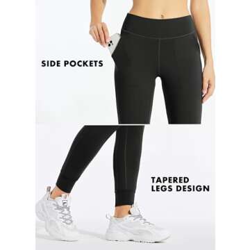 Willit Women's Joggers Workout Athletic Leggings Lightweight Women's Lounge Pants Yoga Sweatpants High Waisted Black L