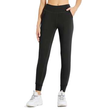 Willit Women's Joggers Workout Athletic Leggings Lightweight Women's Lounge Pants Yoga Sweatpants High Waisted Black L