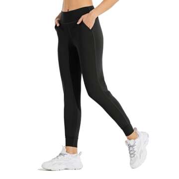 Willit Women's Joggers Workout Athletic Leggings Lightweight Women's Lounge Pants Yoga Sweatpants High Waisted Black L