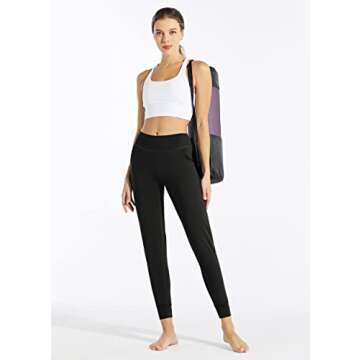 Willit Women's Joggers Workout Athletic Leggings Lightweight Women's Lounge Pants Yoga Sweatpants High Waisted Black L