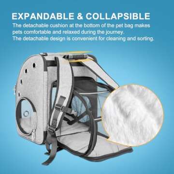 Expandable Cat Carrier Dog Backpacks - Airline Approved Foldable Breathable mesh Pet Backpack, Portable Cats Bag Ideal for Travel/Hiking/Camping/Up to15 Lbs Small Medium Sized pet