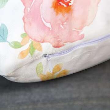 Emvency Set of 2 Throw Pillow Cover Flower Girly Peonies Summer Watercolor Pastel Floral Mint Decorative Pillow Case Home Decor Square 20 x 20 Inch Pillowcase