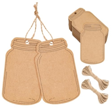 G2PLUS Kraft Paper Gift Tags, Blank Bottle Tags, 100PCS Vintage Mason Jar Tags Canning Labels