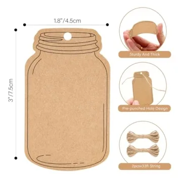 G2PLUS 100PCS Vintage Mason Jar Kraft Paper Gift Tags