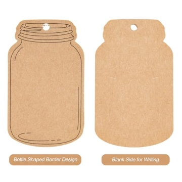 G2PLUS 100PCS Vintage Mason Jar Kraft Paper Gift Tags