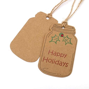 G2PLUS 100PCS Vintage Mason Jar Kraft Paper Gift Tags