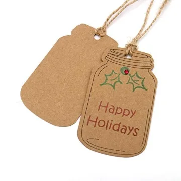 G2PLUS 100PCS Vintage Mason Jar Kraft Paper Gift Tags