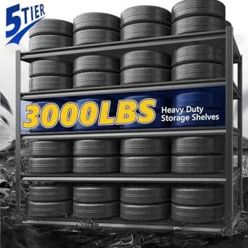 REIBII 48.2" W Storage Shelves 72" H Garage Shelving Heavy Duty Metal Shelves for Storage 3000LBS Adjustable Garage Storage Shelves 5 Tier Industrial Storage Shelf Rack Shelves Unit, 2 Pack