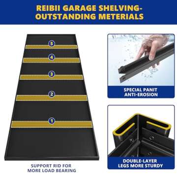 REIBII 48.2" W Storage Shelves 72" H Garage Shelving Heavy Duty Metal Shelves for Storage 3000LBS Adjustable Garage Storage Shelves 5 Tier Industrial Storage Shelf Rack Shelves Unit, 2 Pack