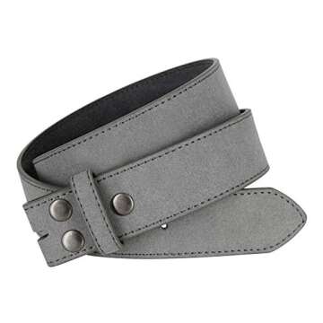 Square Buckle Casual Jean Suede Leather Belt 1 1/2" Wide (Gray, 32)