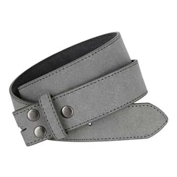 Square Buckle Casual Jean Suede Leather Belt 1 1/2" Wide (Gray, 32)